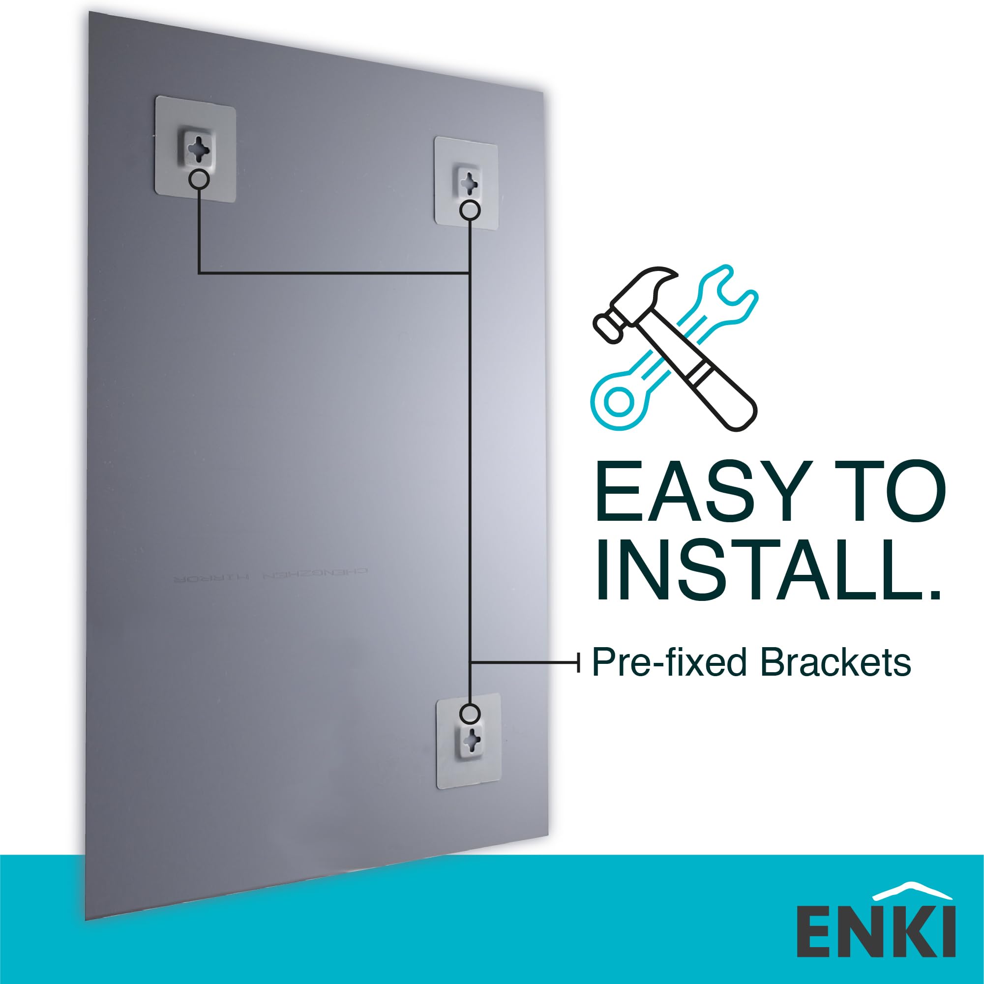 ENKI Horizon Frameless Bevel Glass Wall Mirror | 40cm x 60cm