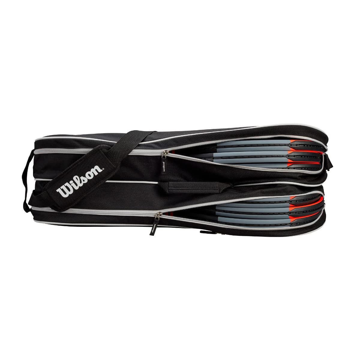 Wilson Advantage II Six Pack Tennis Bag - 6 Racket Capacity, Black/White