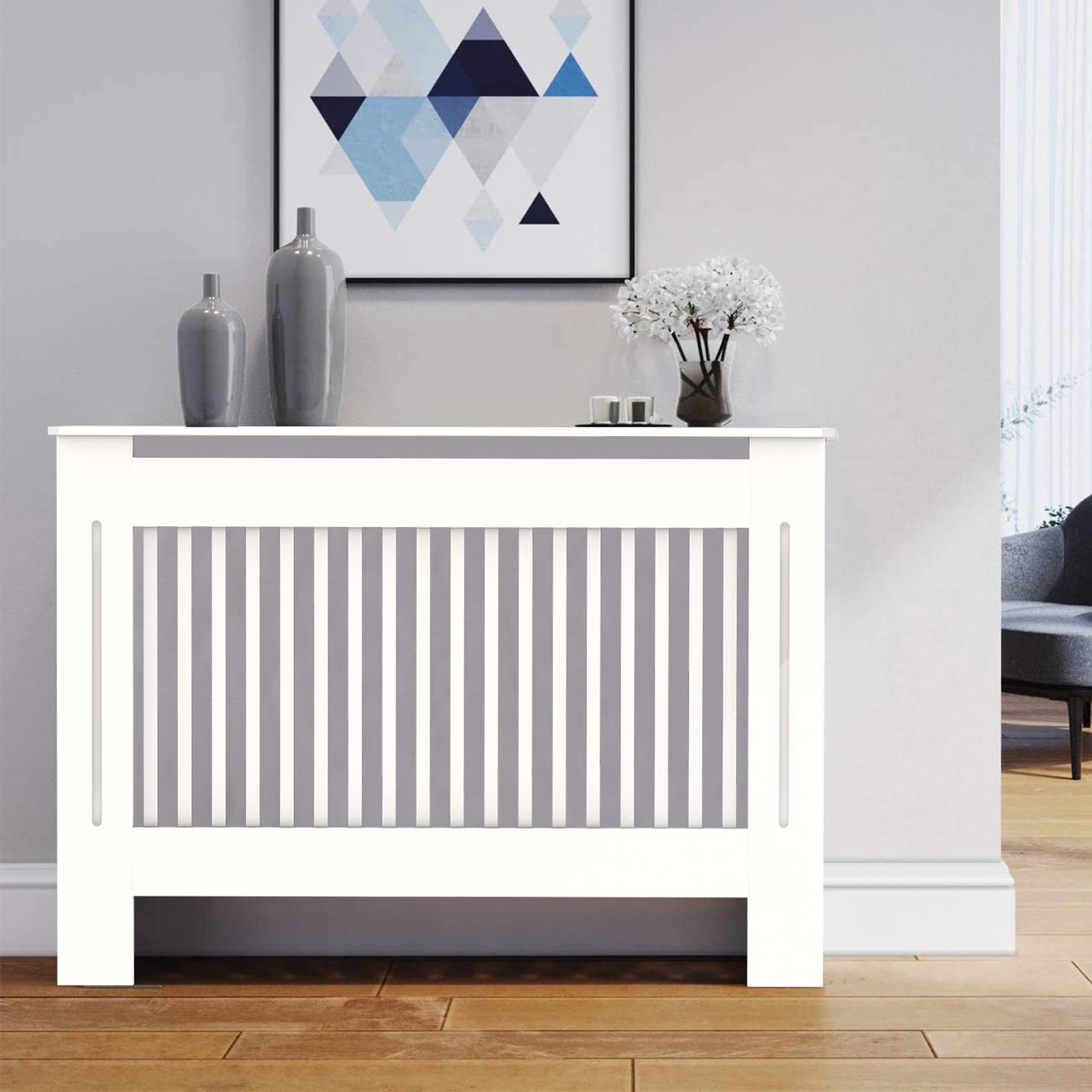White Radiator Cover – 92cm Tall Modern MDF Cabinet
