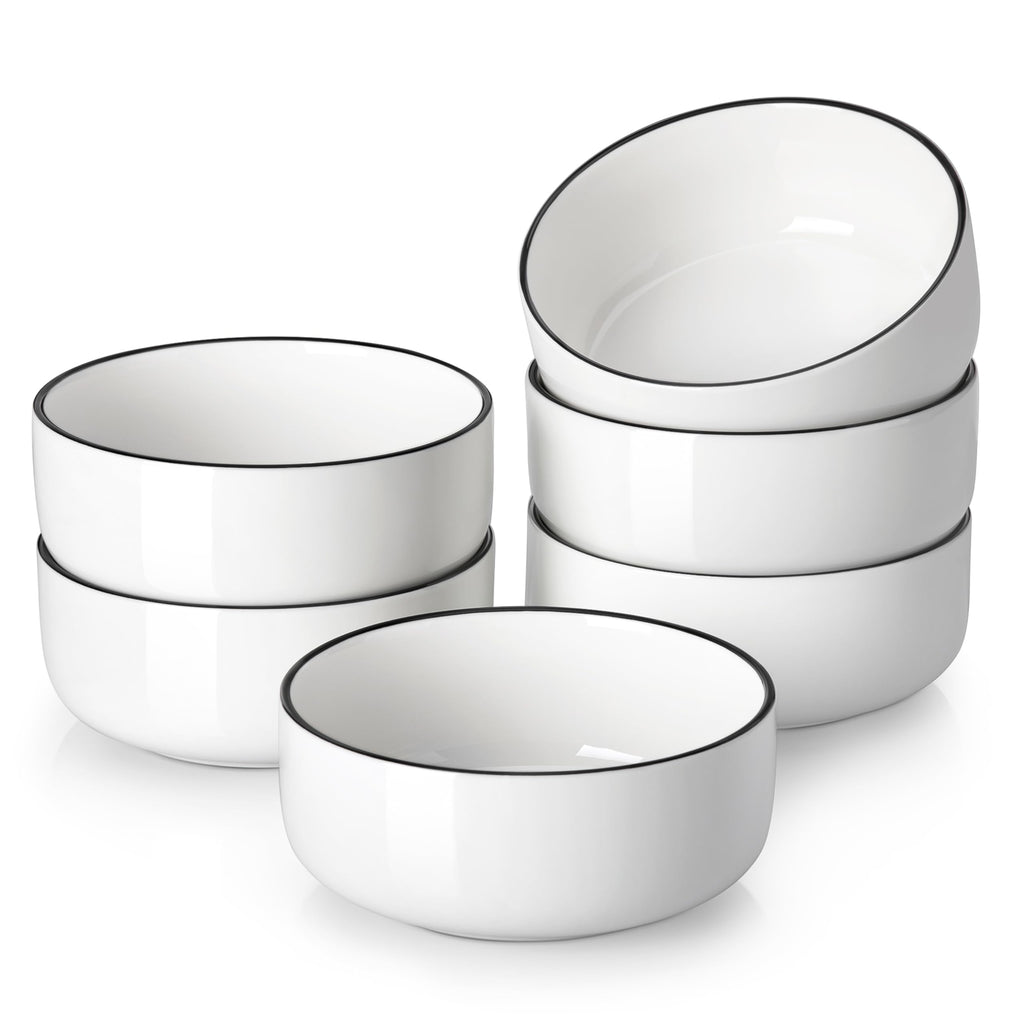 MALACASA 24 oz Cereal Bowls Set of 6 | Porcelain Soup & Salad Bowls