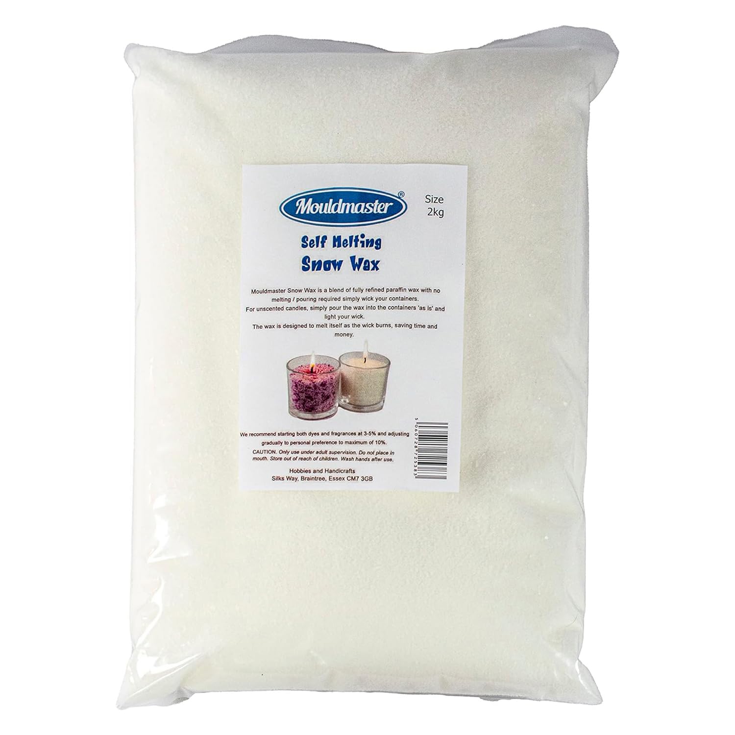 Mouldmaster Snow Candle Wax Granules - 2kg White Paraffin Wax