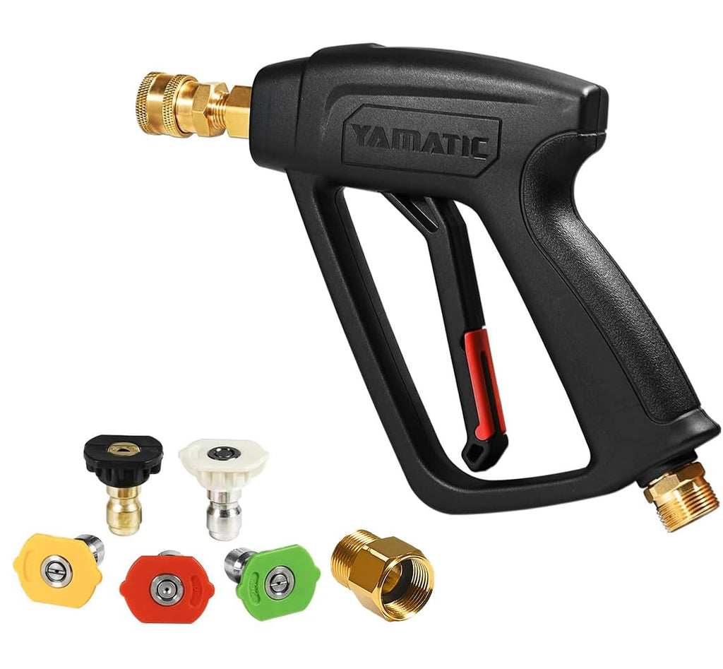 YAMATIC High Pressure Washer Short Gun | 4000 PSI with 5 Spray Nozzle Tips