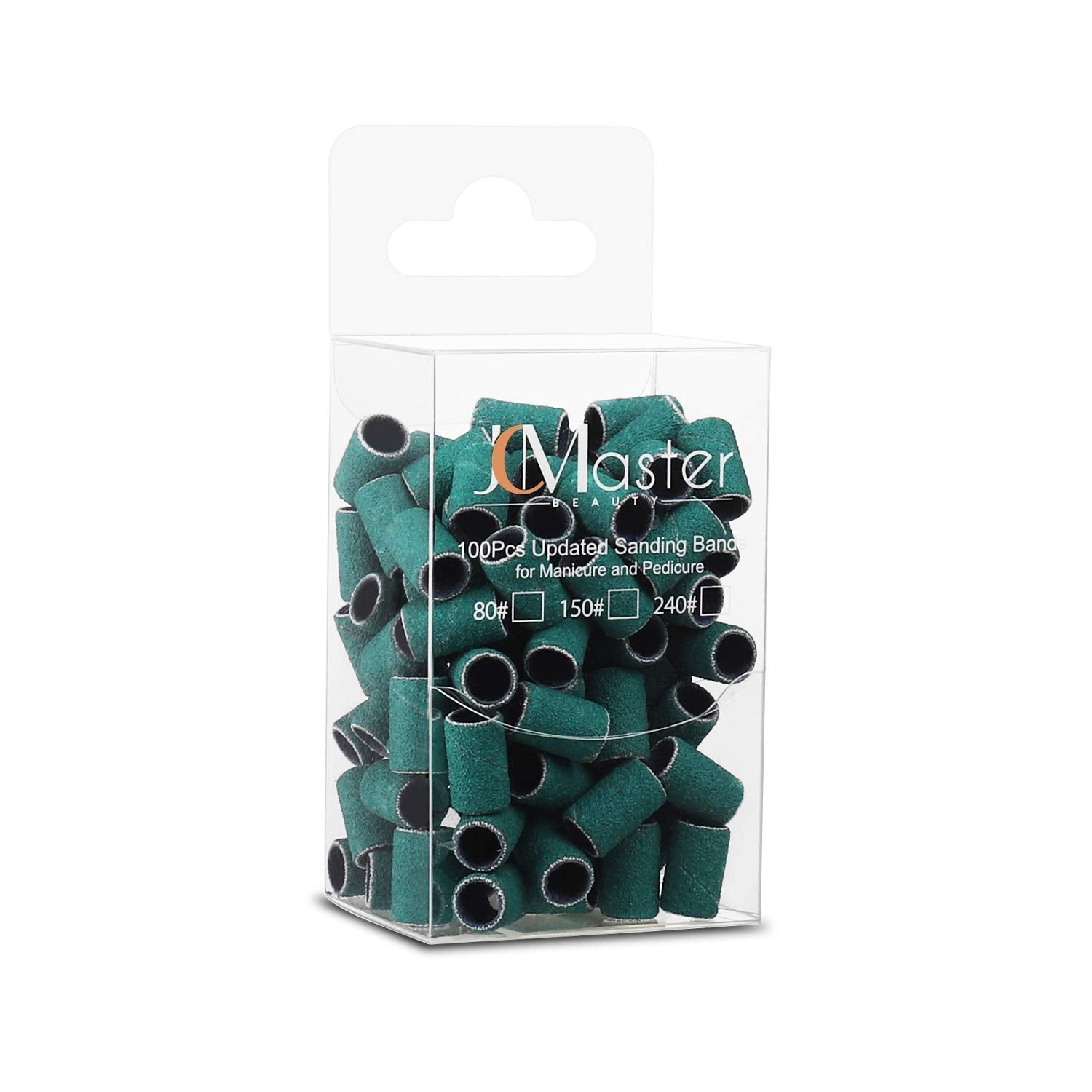 JCMaster 240 Grit Nail Sanding Bands | 100pcs 3/32" Drill Bit Sleeves