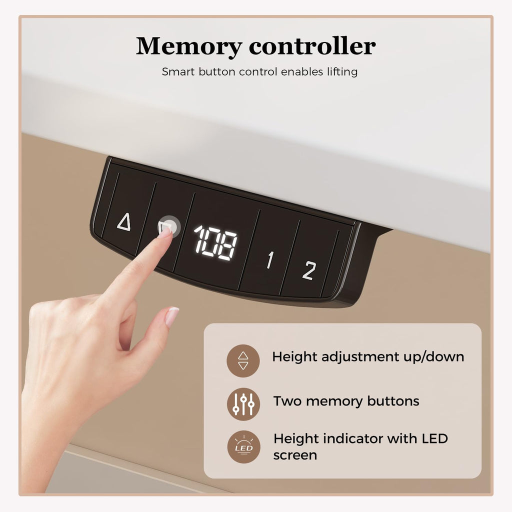 Klicelor Height Adjustable Electric Desk, 2 Memory Buttons, 120x80cm