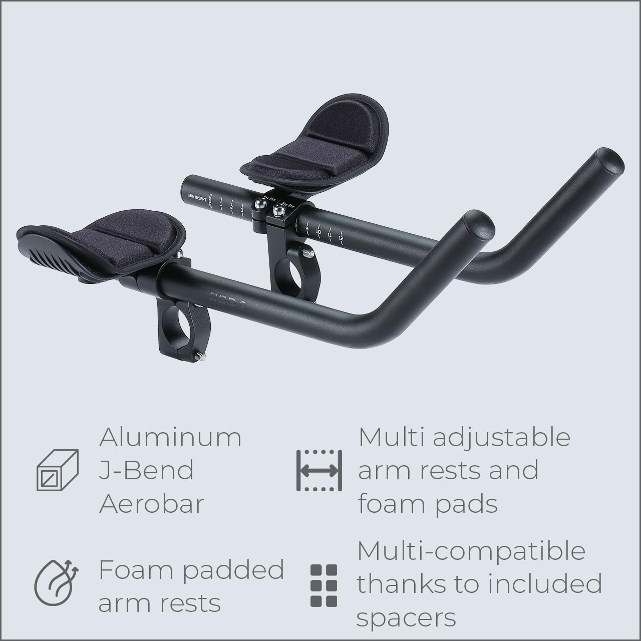 BBB Cycling AeroMax Aluminium J-Bend Aerobars for Road Bikes