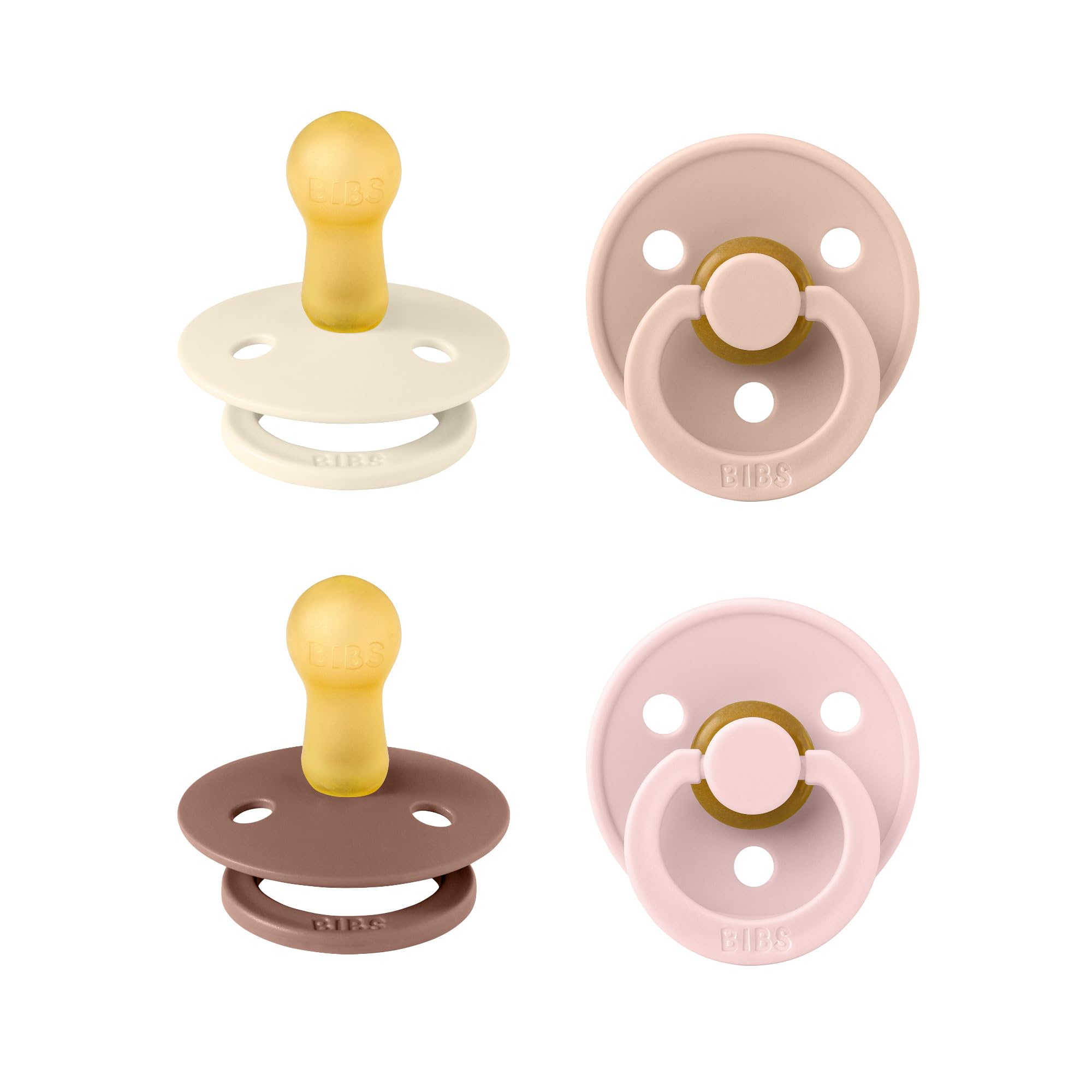 BIBS Colour Pacifier 4-Pack | Natural Rubber Latex Soothers, Size 1