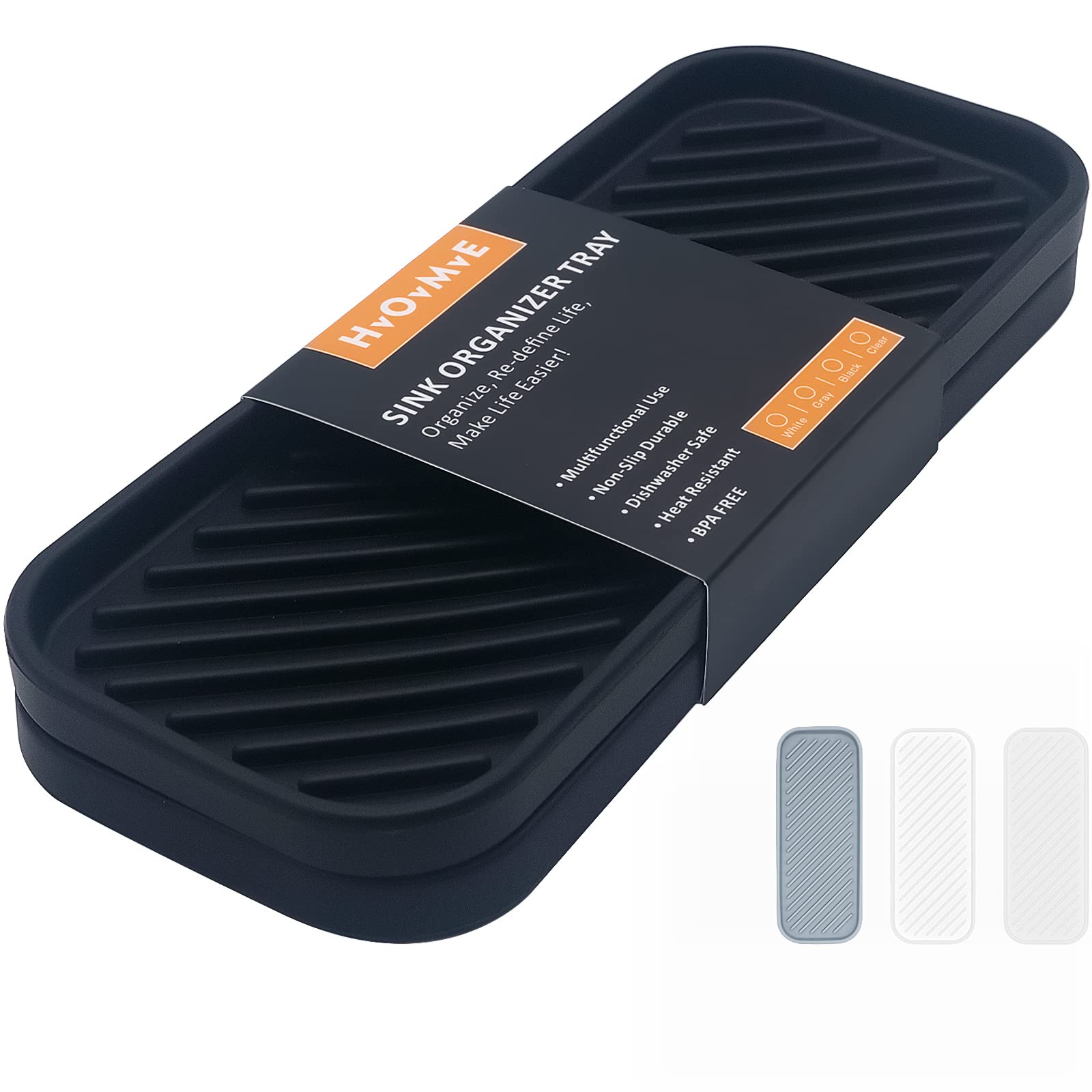 HvOvMvE Silicone Sink Organizer Tray | Heat-Resistant Soap & Sponge Holder