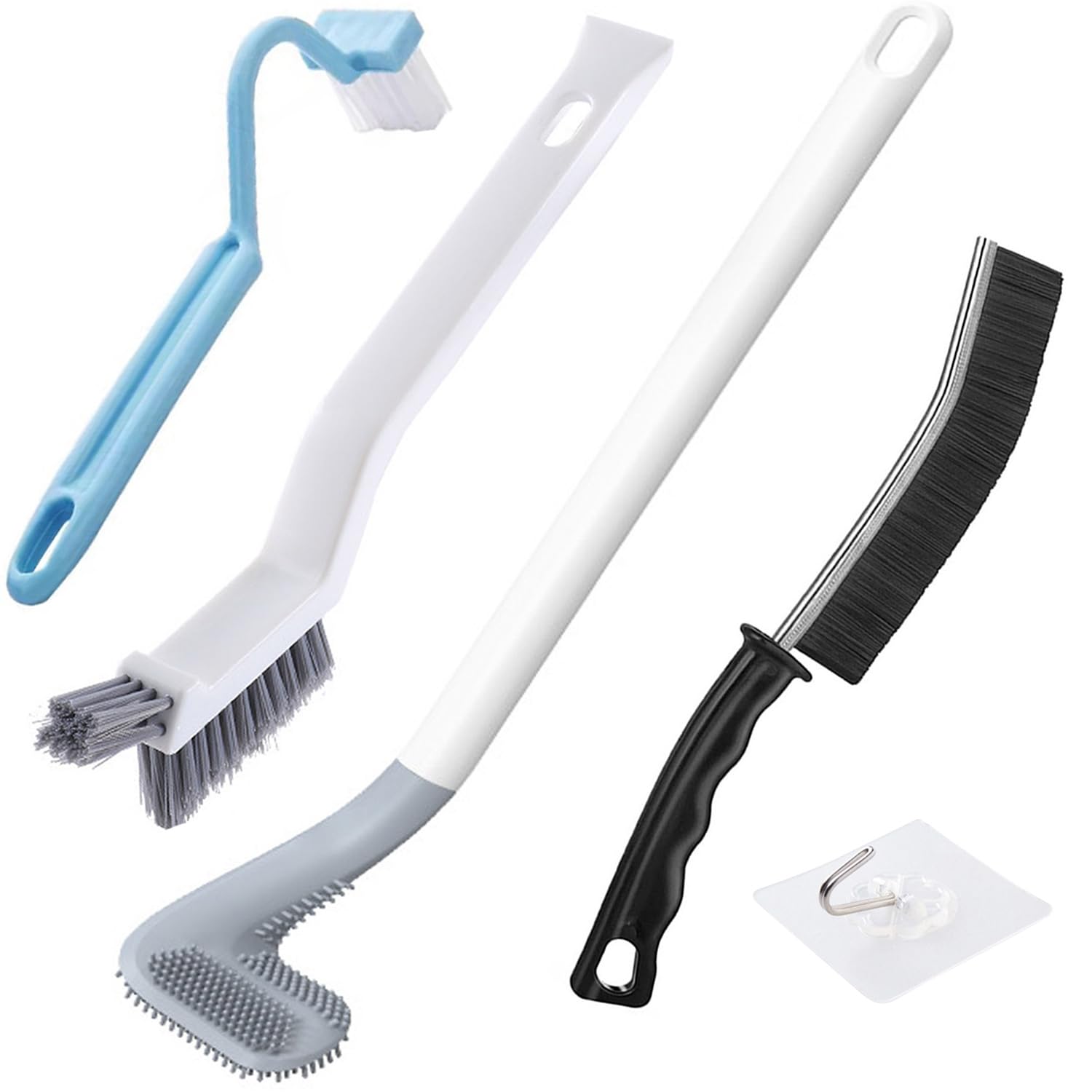 Xemnys 4-Piece Silicone Toilet Brush Set | Deep Cleaning Grout & Crevice Tools