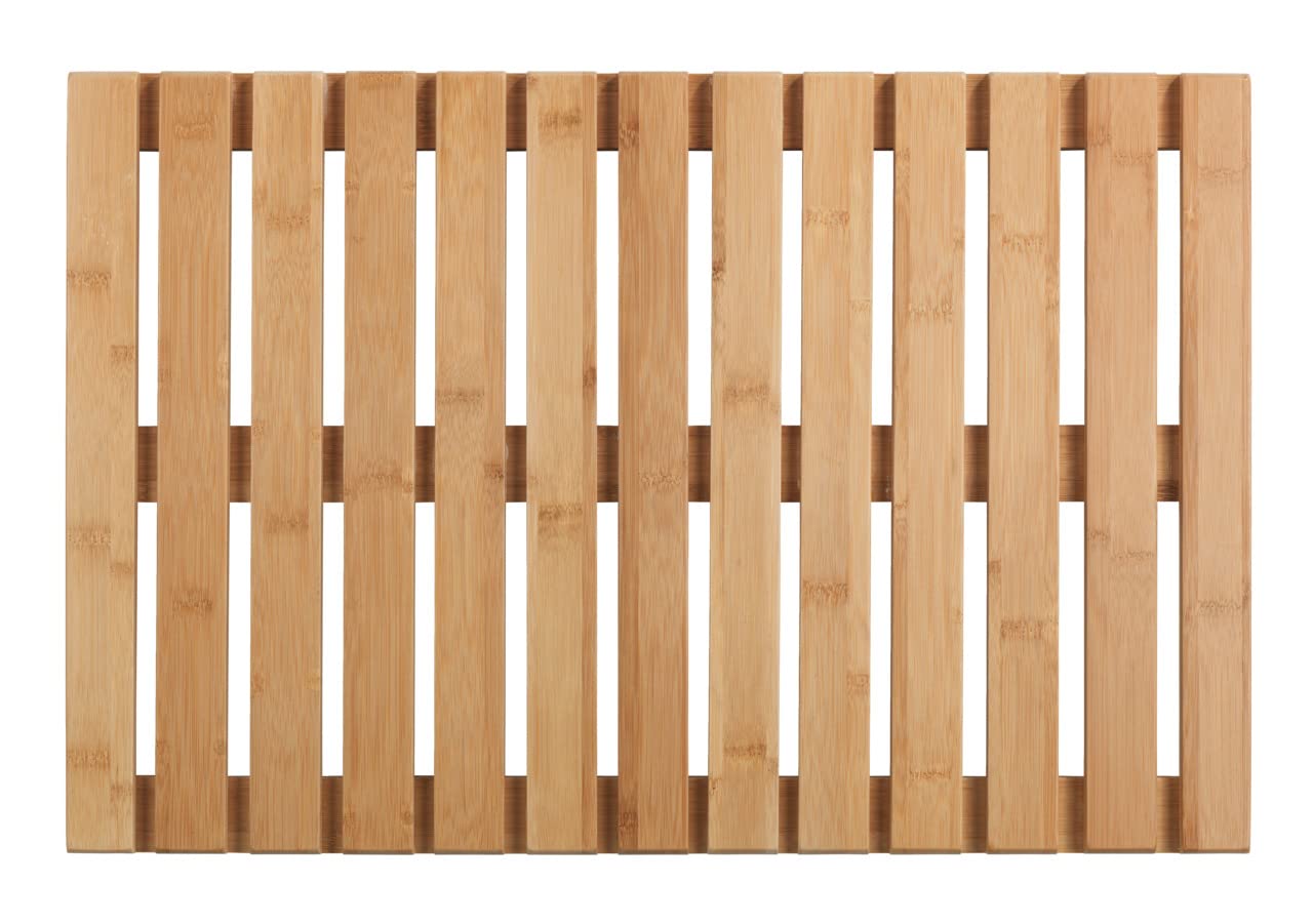 WENKO Bamboo Bath Mat – Non-Slip Indoor & Outdoor Shower Floor Grate