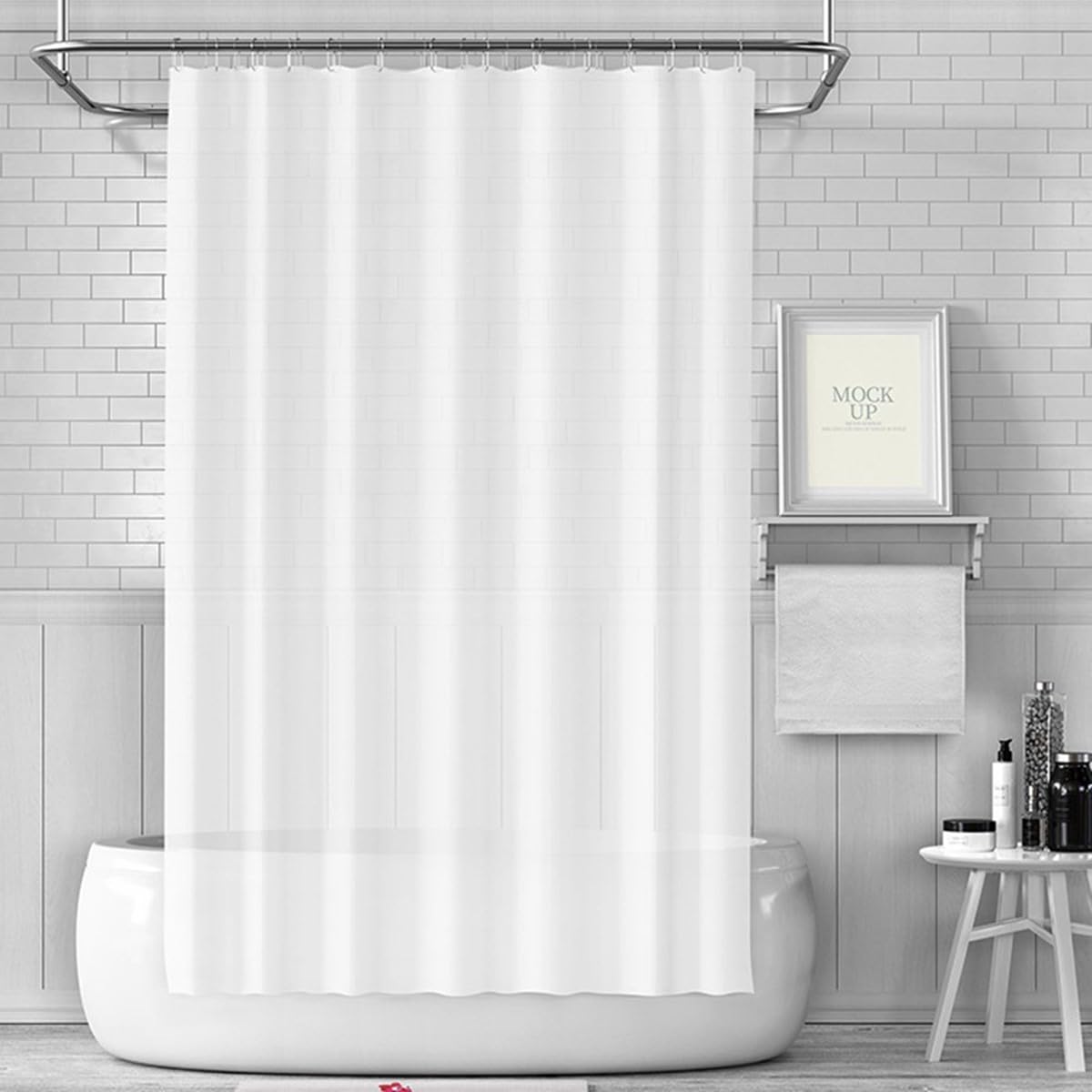 Jolof Store PEVA Bath Curtain – 180x180cm Waterproof Anti-Mould Shower