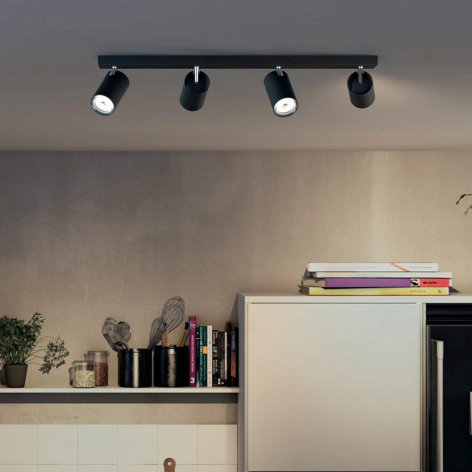Philips MyLiving 4-Light Adjustable Spotlight - Black Metal GU10