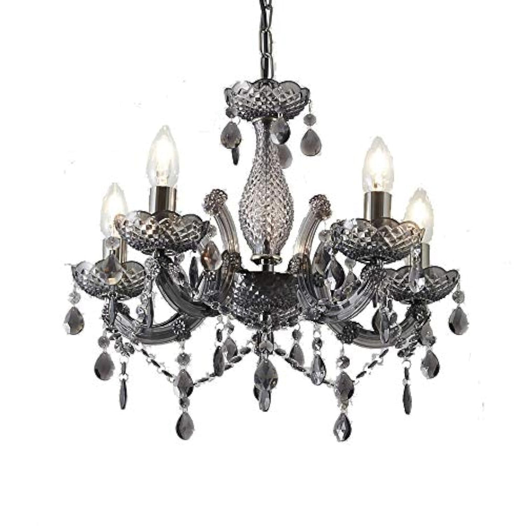 Jolof Store 5-Light Chrome Chandelier | Smoked Acrylic Ceiling Pendant