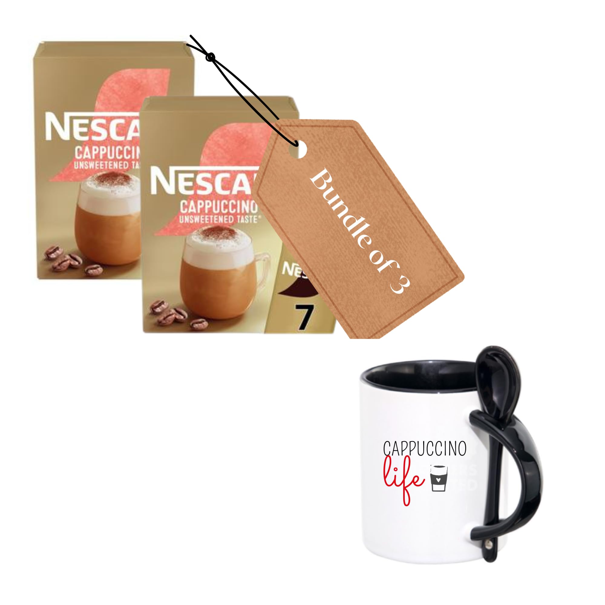 Unsweetened Cappuccino Gift Set with Ceramic Mug & Stirrers