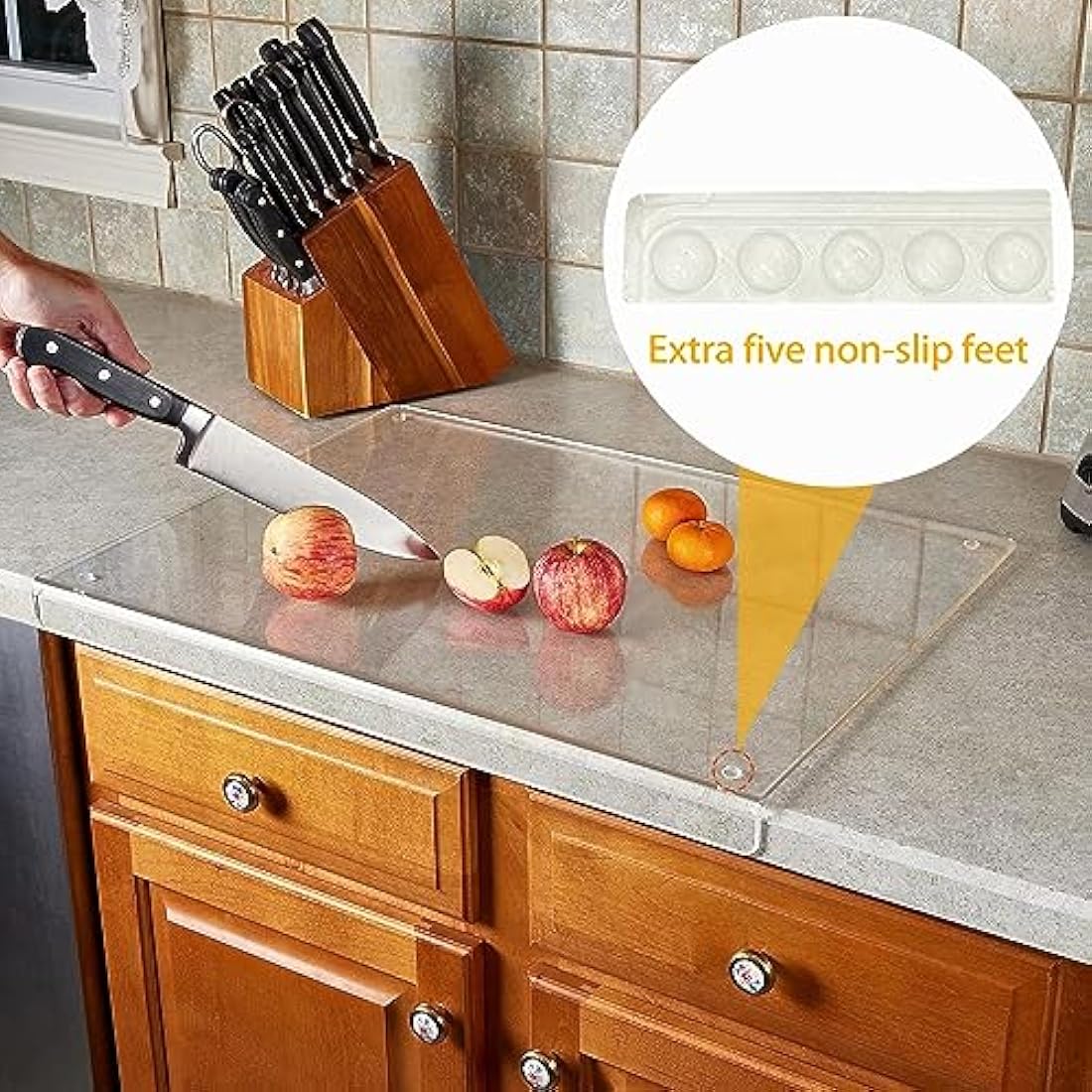 Acrylic Cutting Board | 5mm Clear Countertop Protector with Lip