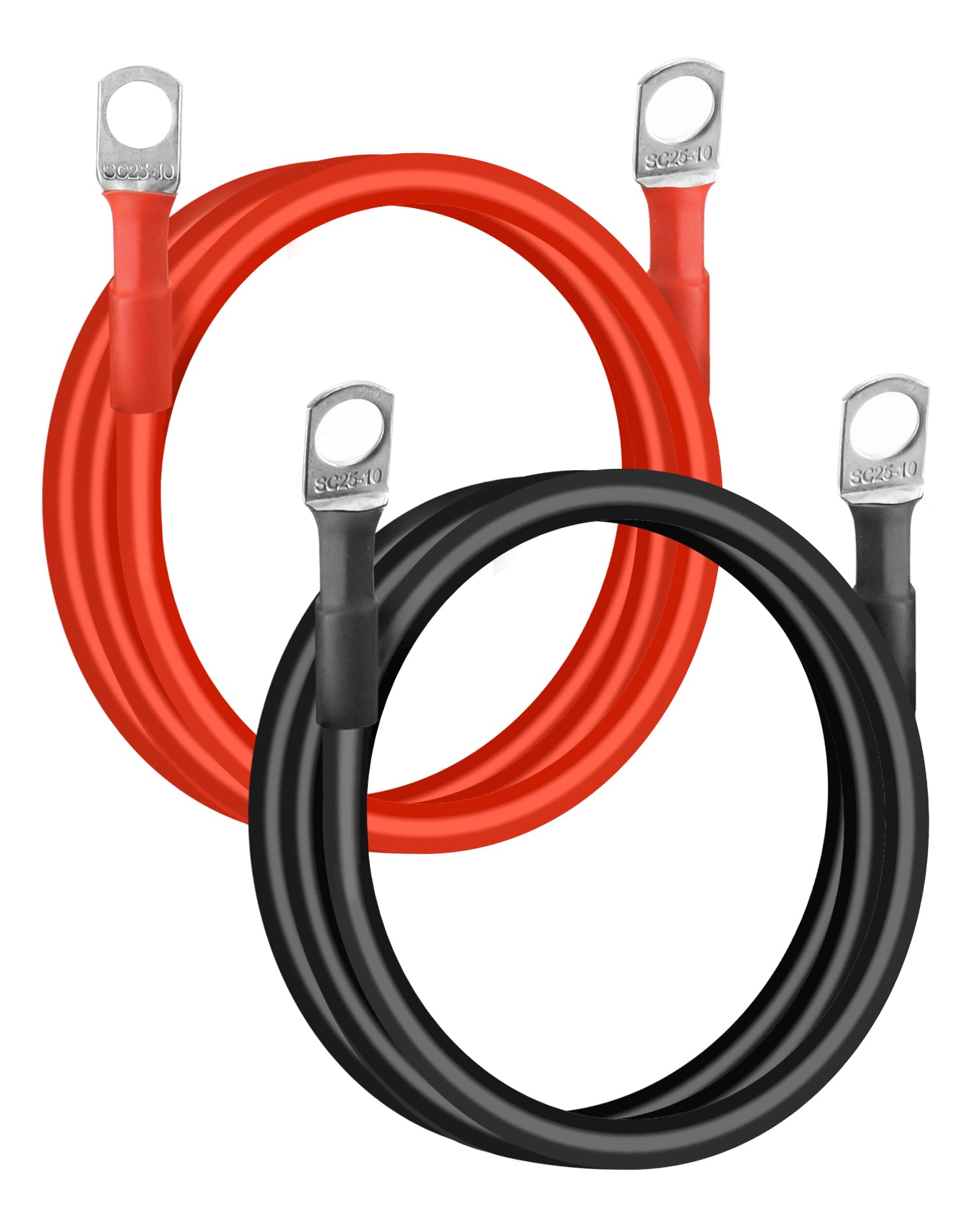 QWORK 3 AWG 25mm² Car Battery Cables – 100cm Copper Inverter Wires