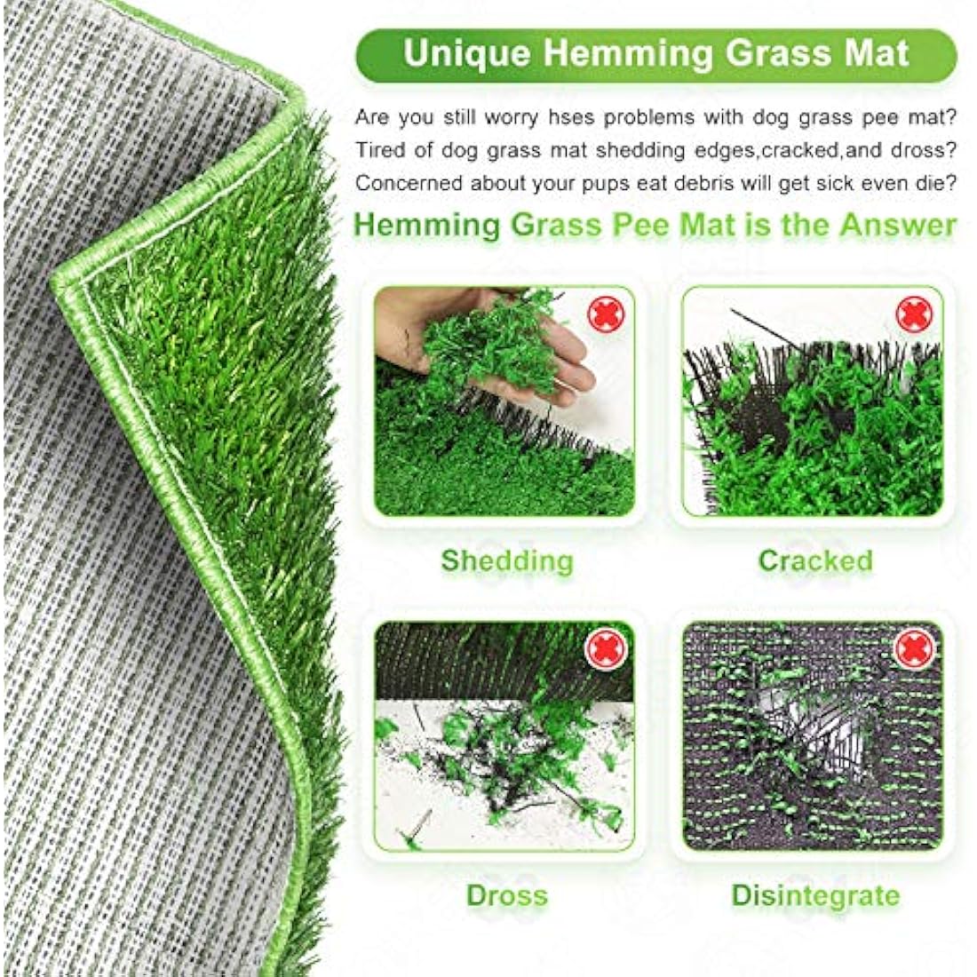 Hompet Dog Grass Pee Pads – 28x18 Artificial Turf Potty Mats, 2-Pack