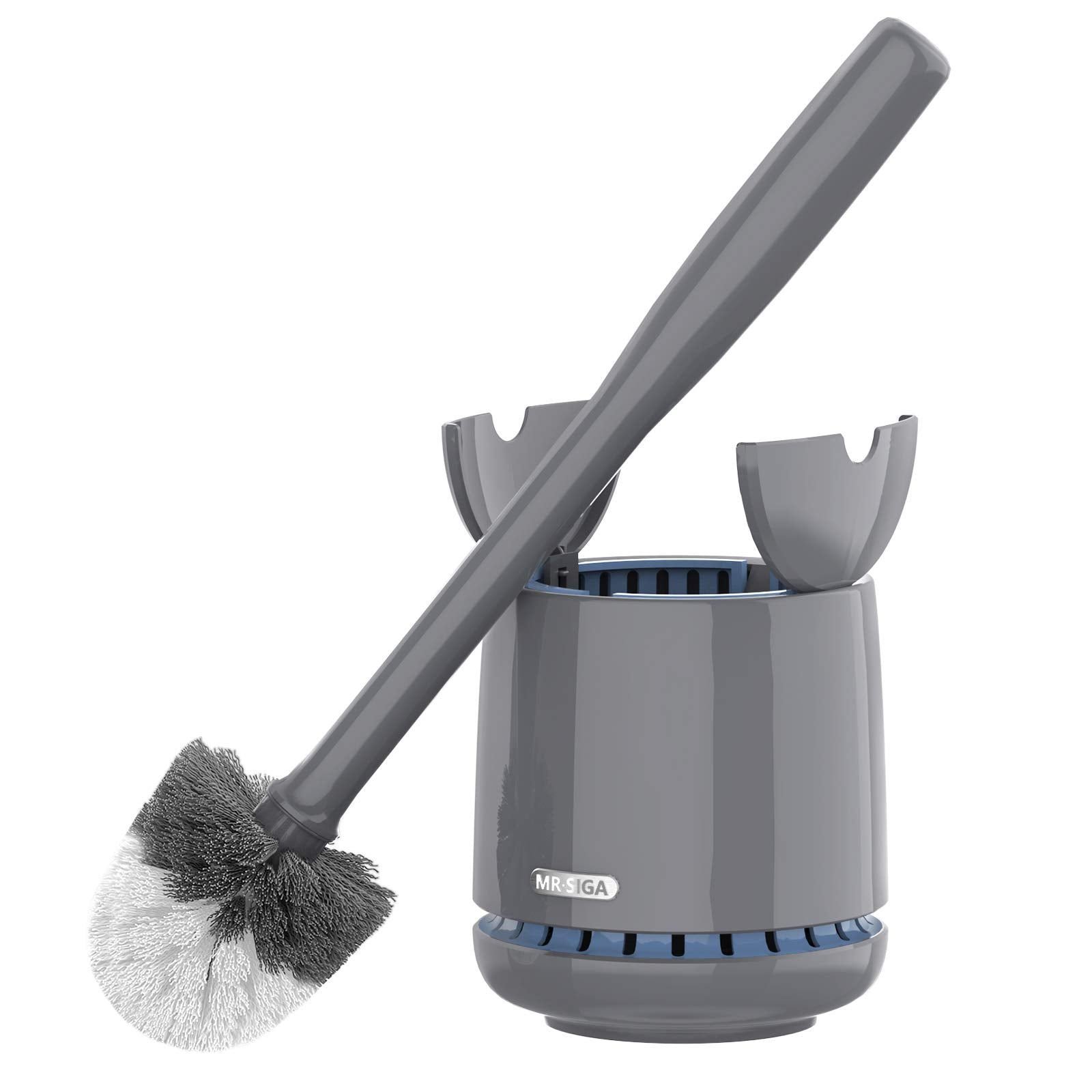 MR.SIGA Toilet Bowl Brush and Holder – Durable Bristles & Solid Handle, Gray