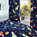 Bedlam Supersonic Glow in the Dark Kids Space Curtains - Blue, 66x72