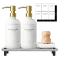 NEECZS Kitchen Soap Dispenser Set | 16oz White Glass with Instant Dry Tray