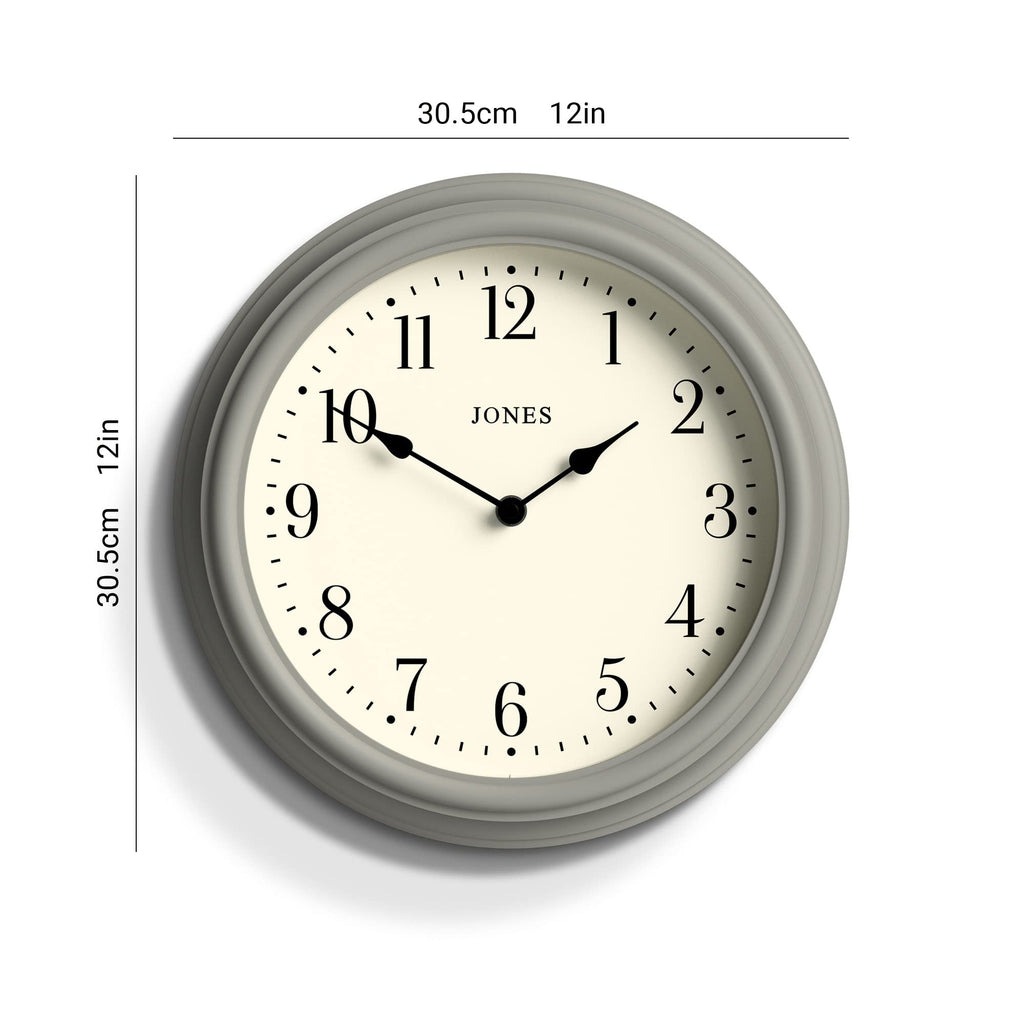 Jones Clocks Venetian Wall Clock | 30cm Grey Round Quartz Timepiece