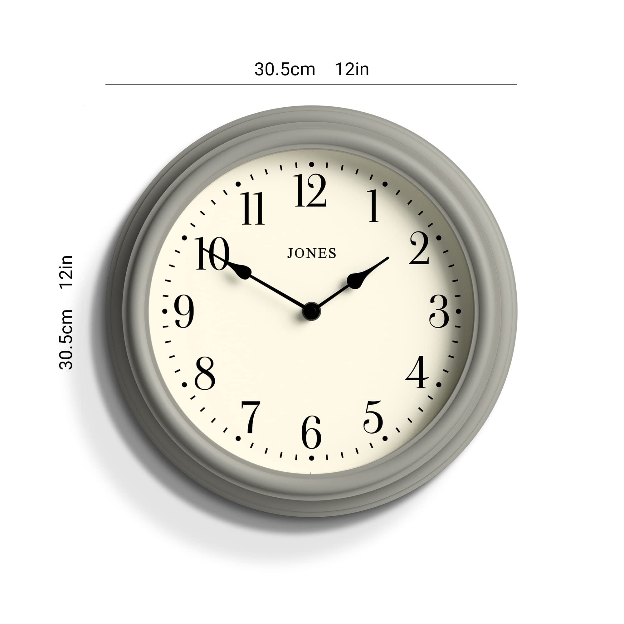 Jones Clocks Venetian Wall Clock | 30cm Grey Round Quartz Timepiece