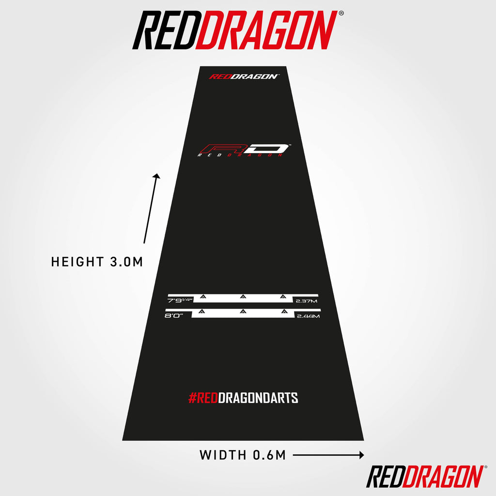 Red Dragon Heavy Duty Rubber Darts Mat with Oche Line - Tournament Size