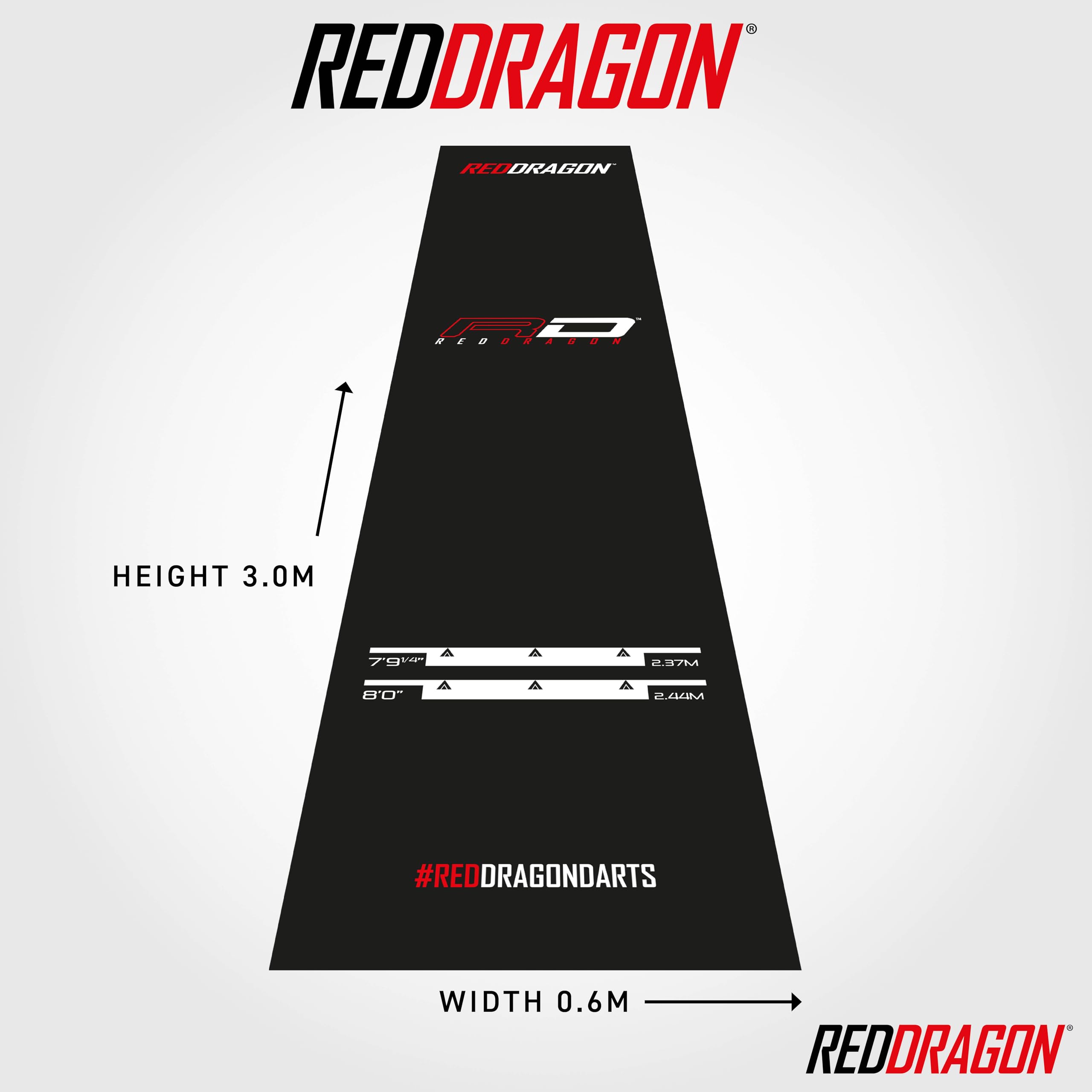 Red Dragon Heavy Duty Rubber Darts Mat with Oche Line - Tournament Size