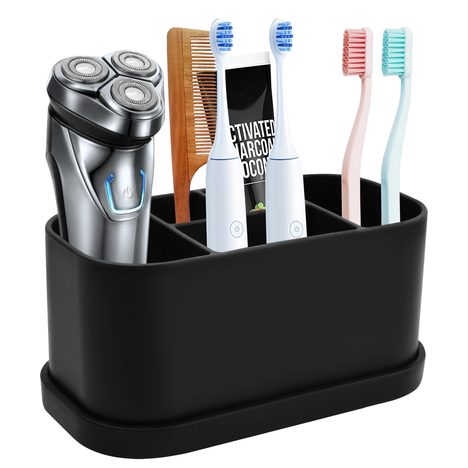 Wisebom Silicone Toothbrush Holder – 5-Slot Suction Bathroom Organizer
