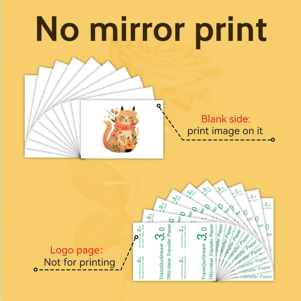 TransOurDream Tru-Light T-Shirt Transfer Paper | 50 Sheets A4 for Inkjet & Laser