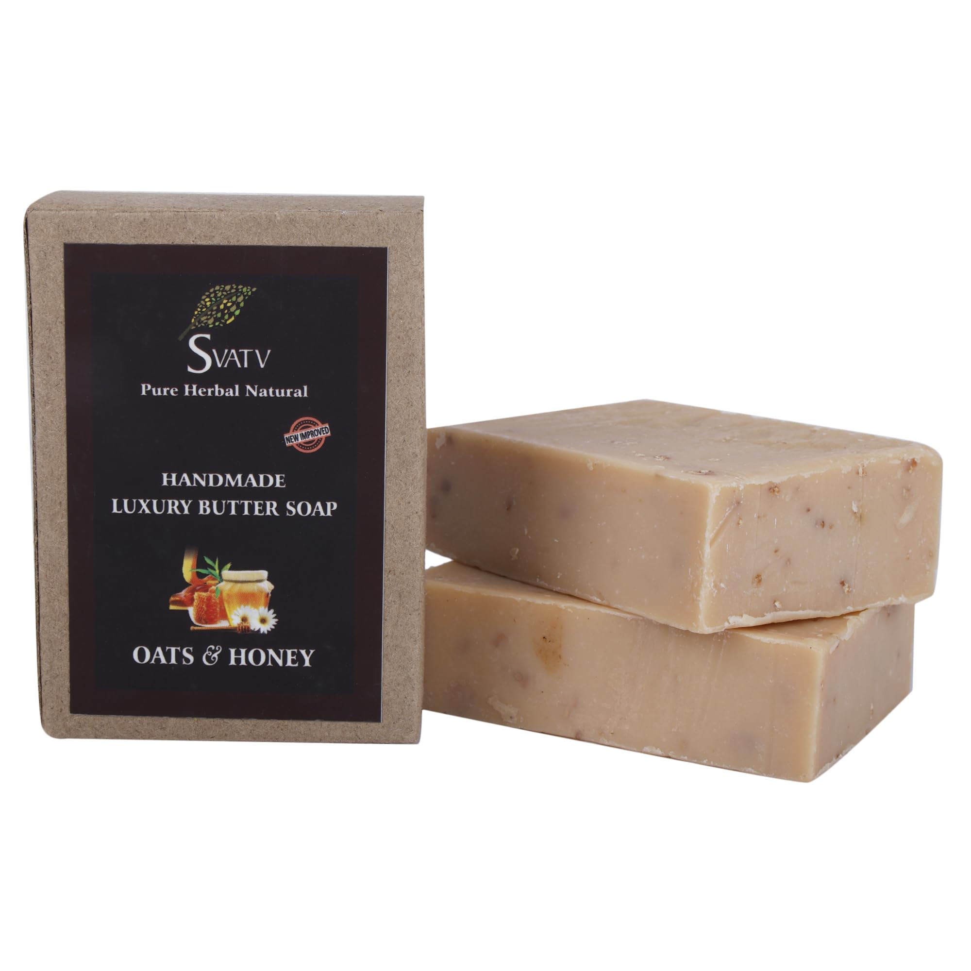 SVATV Oats & Honey Exfoliating Soap Bar - Handmade Natural Skincare (2 Pack)