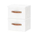 OUTBROS Storage Boxes with Lids 2 Pack, Bins, 26x20x17cm, White