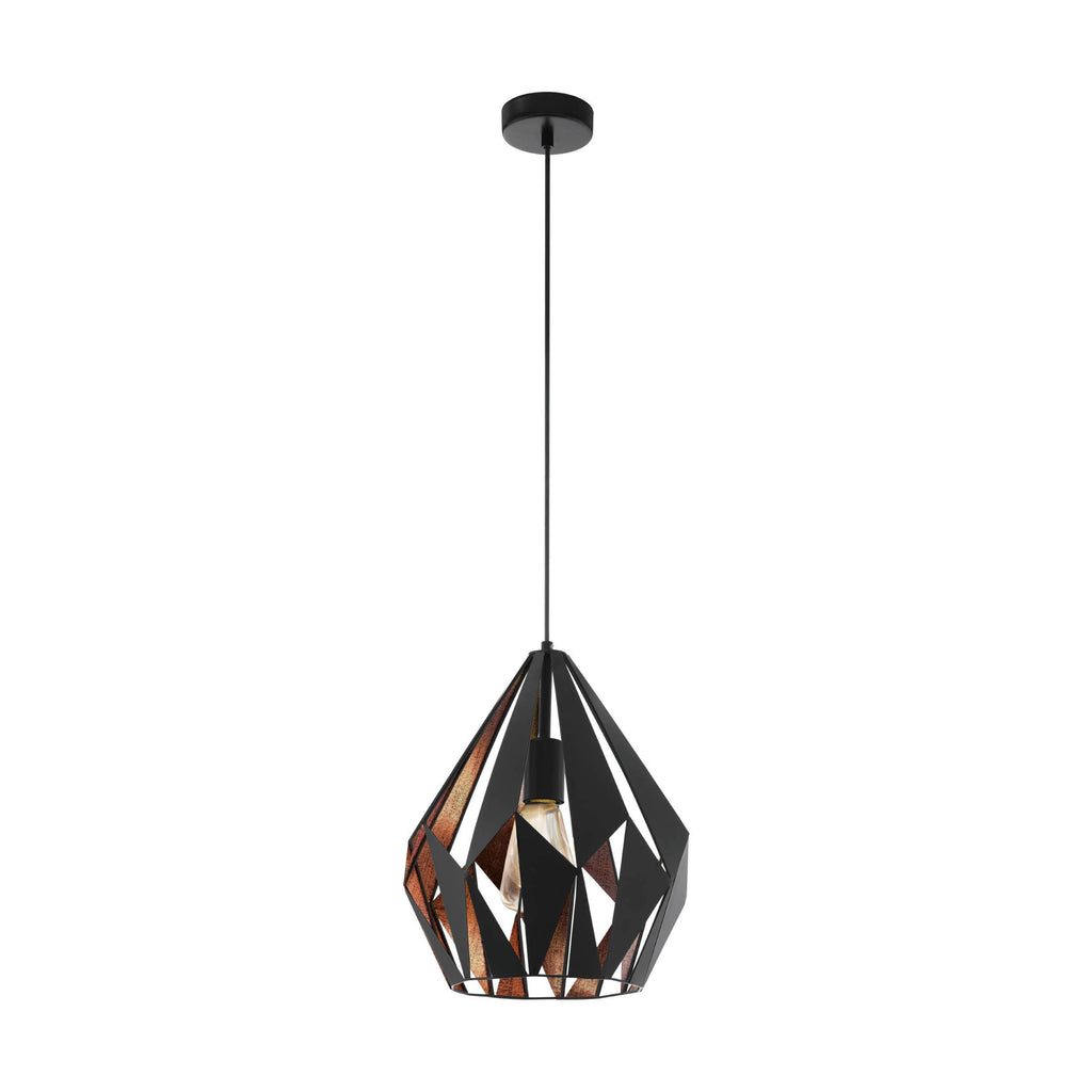 EGLO Vintage Steel Pendant Light | Industrial Black & Copper – 60W