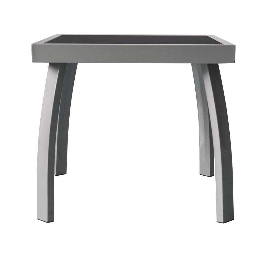 Jarder Square Garden Coffee Side Table - Aluminium & Tempered Glass