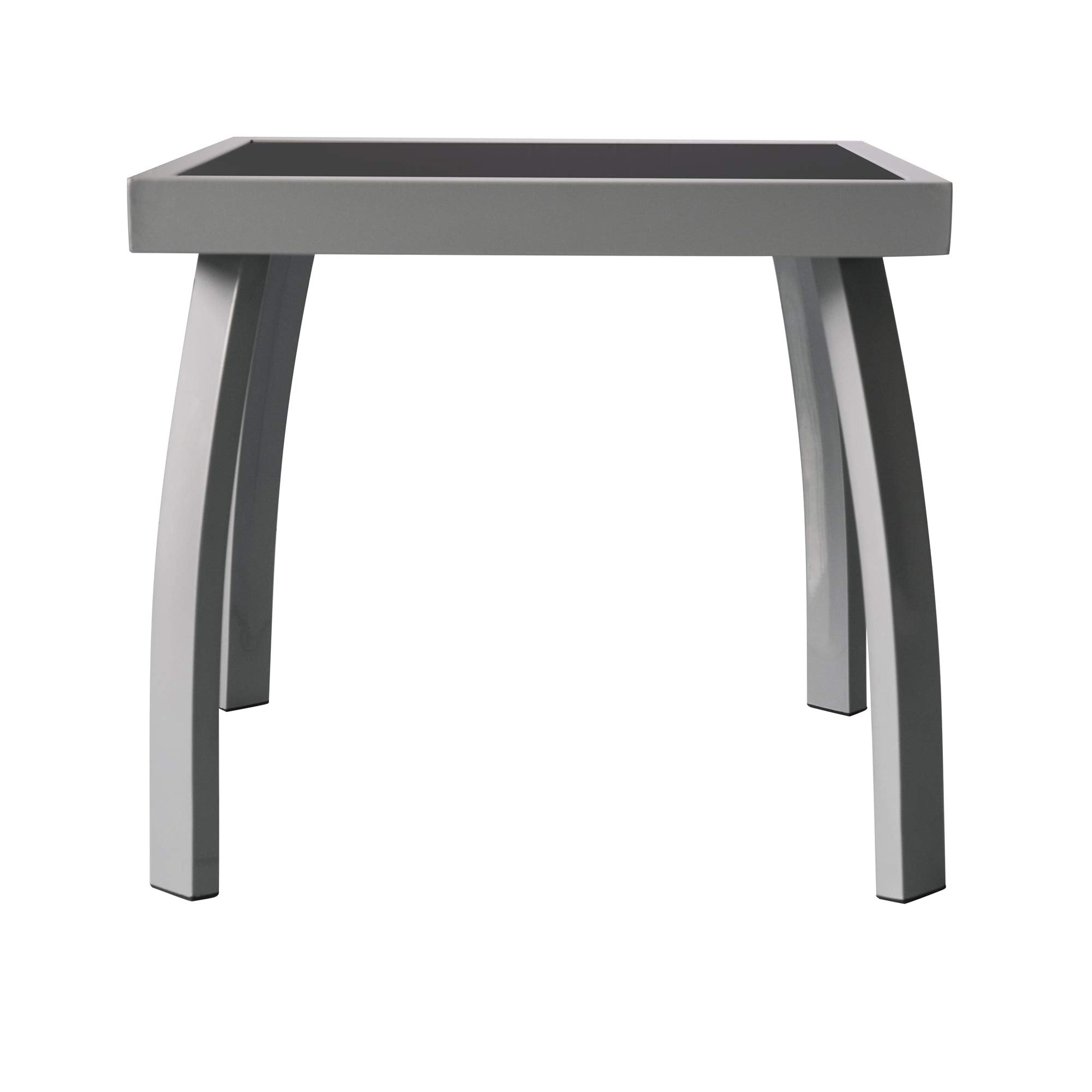 Jarder Square Garden Coffee Side Table - Aluminium & Tempered Glass