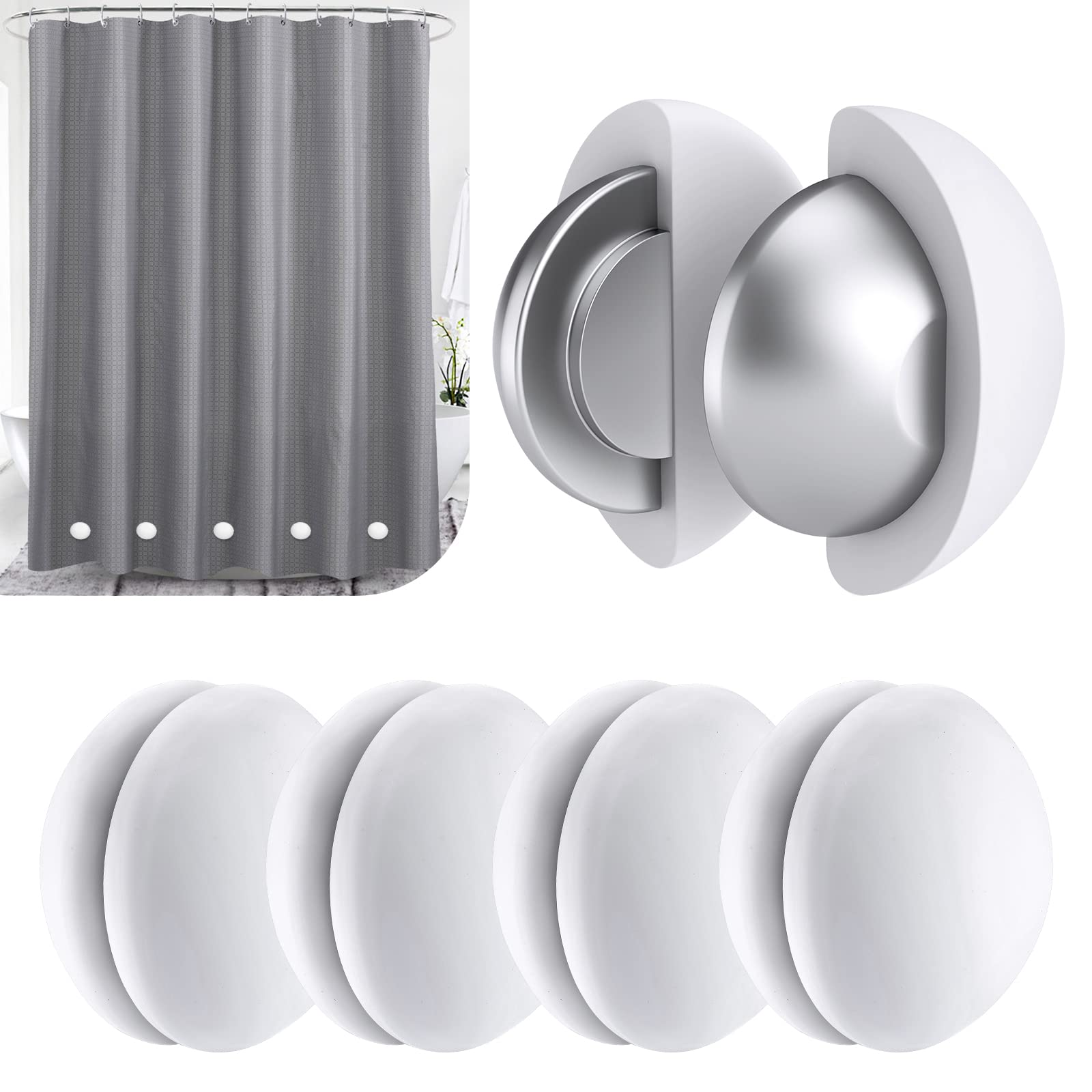 ROLIZOE Magnetic Shower Curtain Weights – Rustproof Silicone, 5 Pairs