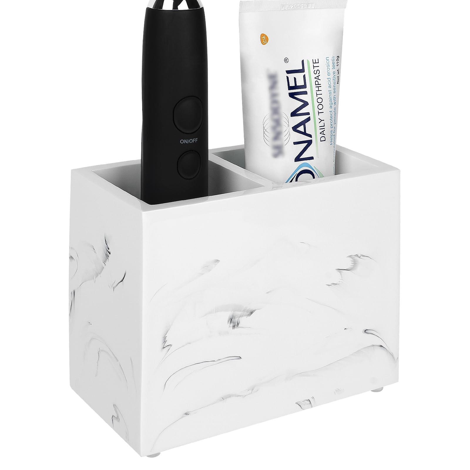 Linkidea Resin Toothbrush Holder – 2-Slot Countertop Electric Toothbrush Stand