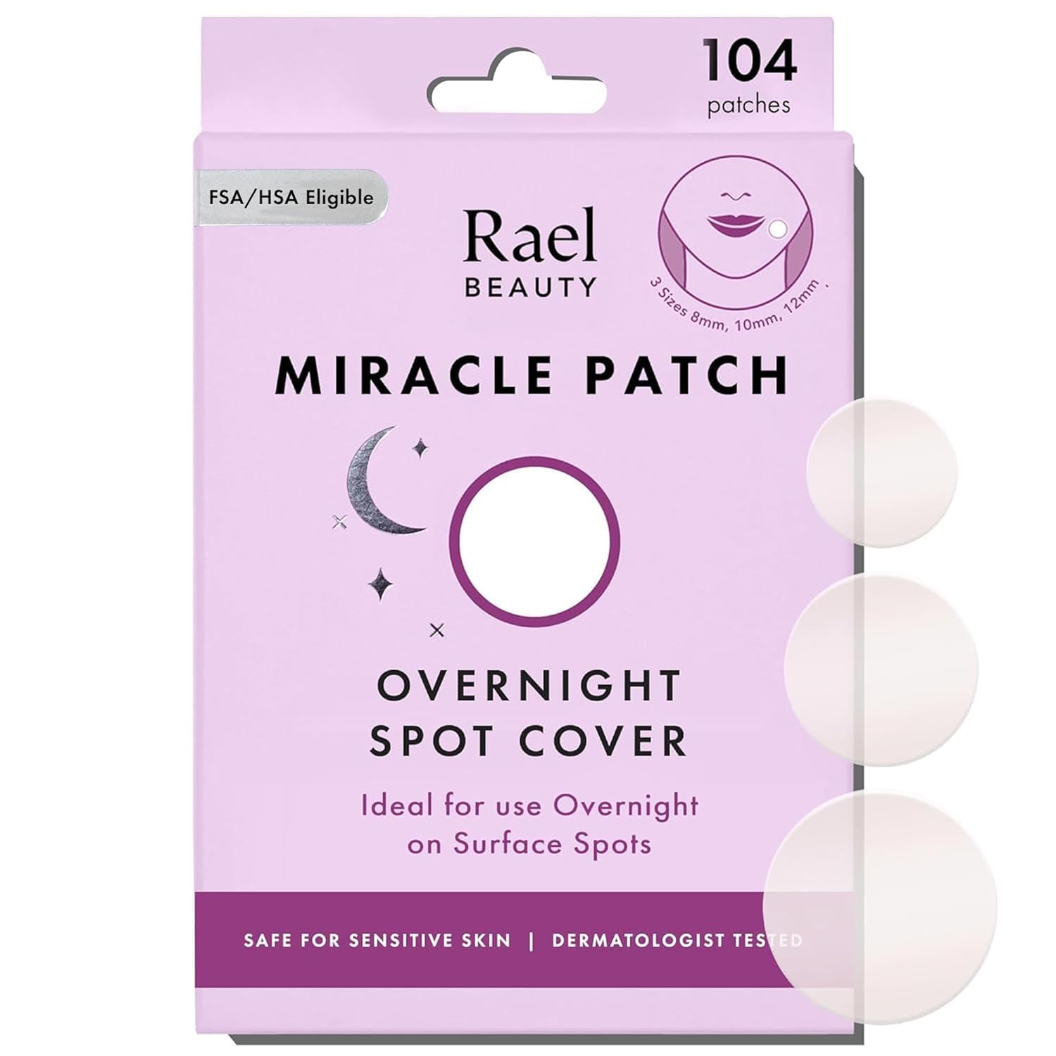 Rael Hydrocolloid Pimple Patches – Miracle Overnight Spot Cover (104 Count)