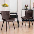 Kidol & Shellder Modern PU Leather Dining Chairs with Metal Legs, Set of 2