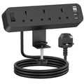 ANVODE 3-Way Desk Power Socket with 4 USB C Ports – 2M Extension Lead