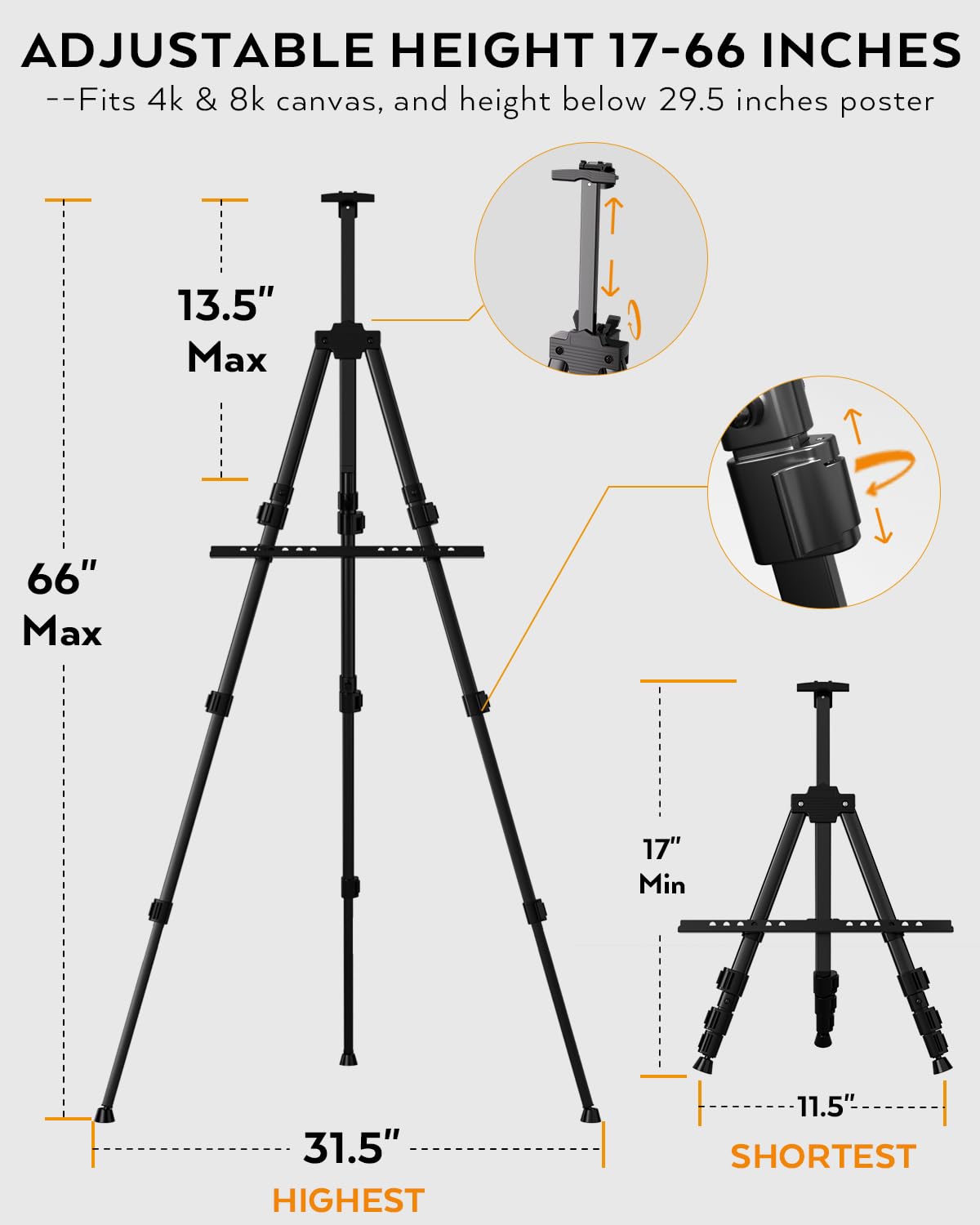 Nicpro 6 Pack Aluminum Art Easel – Adjustable 17-66" Tripod Stand