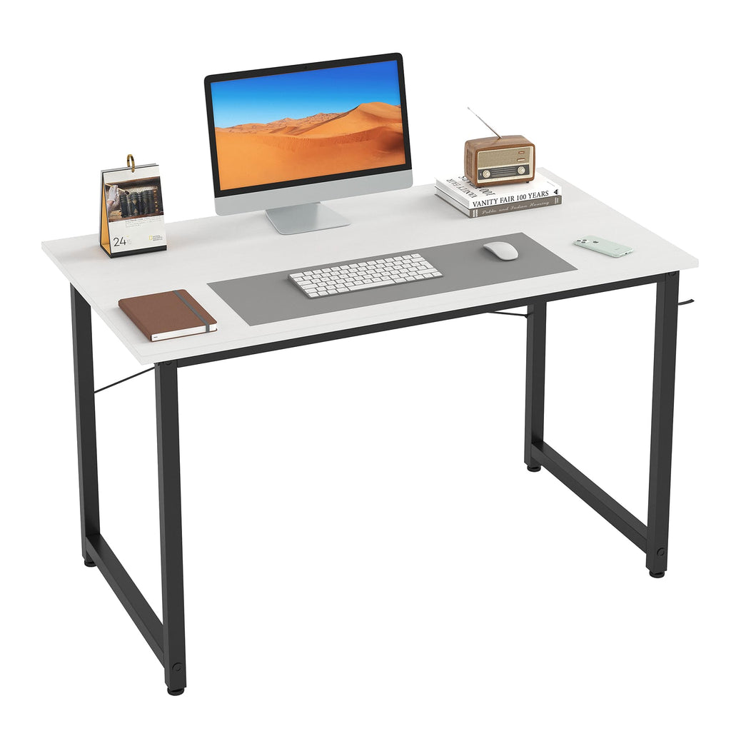Flrrtenv 80cm Computer Desk | Small White Gaming Table with Metal Frame