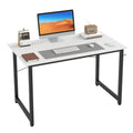 Flrrtenv 80cm Computer Desk | Small White Gaming Table with Metal Frame