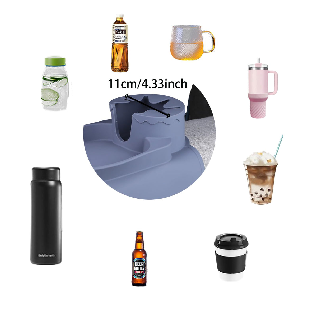 DLBTWDOYLS Silicone Sofa Cup Holder Tray, Non-slip Sofa Armrest Cup Holder with Side Pockets, Multi-functional Sofa Armrest Organiser - image 5