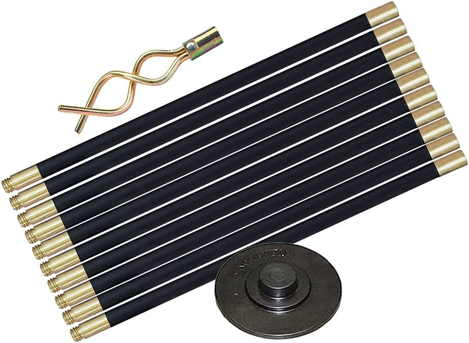 1ABOVE 12pc Drain Rod Set – 9m Drain Unblocker with Plunger & Worm