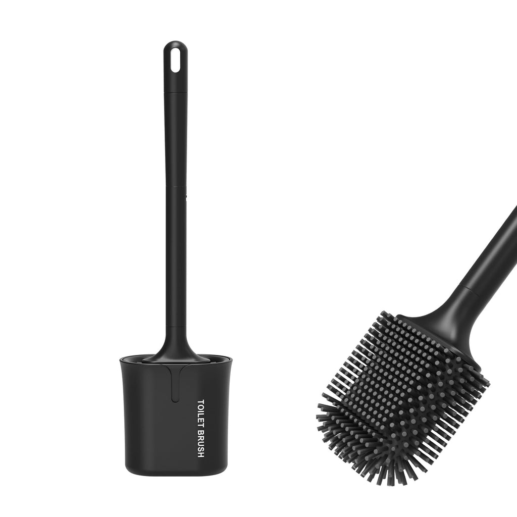 Ibergrif Black Silicone Toilet Brush and Holder Set, Quick Drying M34156B - image 1