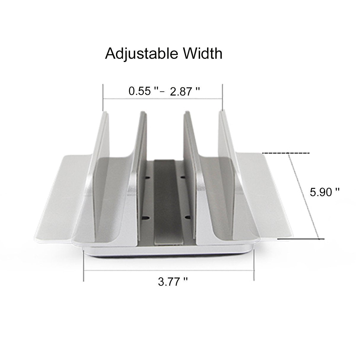 MOSISO Vertical Laptop Stand, Adjustable Aluminum Alloy Holder, Silver - image 3