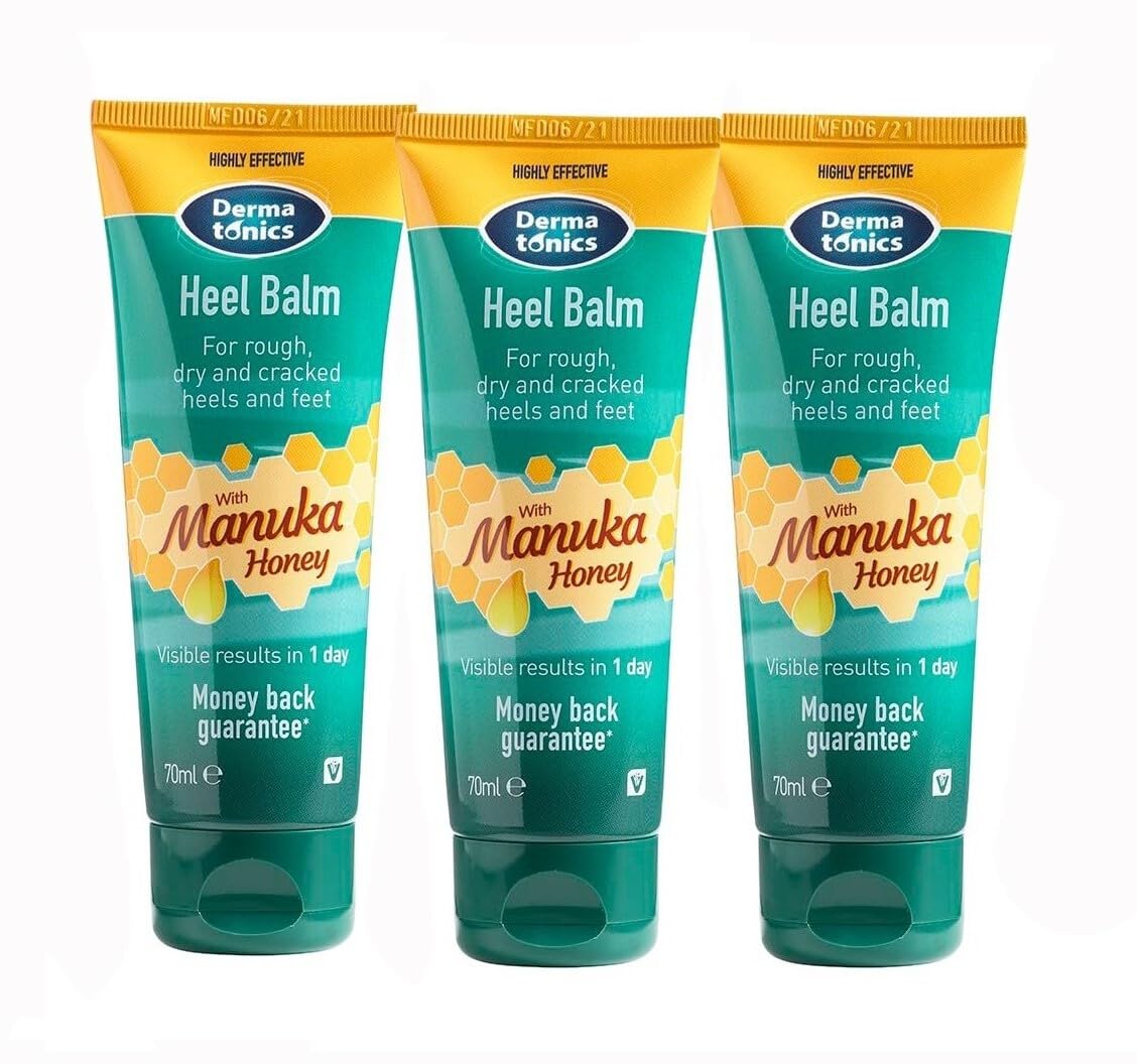Dermatonics Manuka Honey Heel Balm for Cracked Heels – 3 x 60ml Pack
