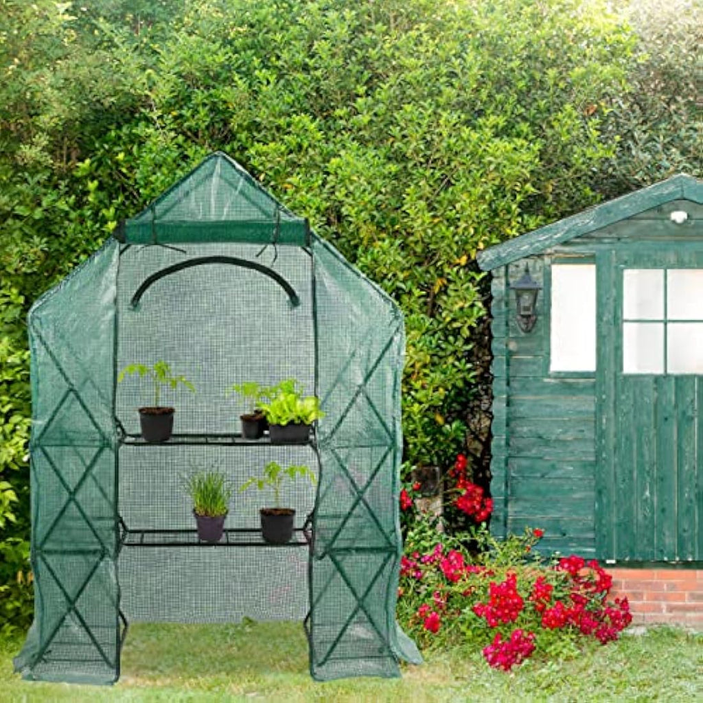 Relaxdays Walk-In Foil Greenhouse – Portable Garden Grow Tent with Shelf