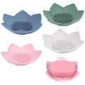 Silicone Soap Dish with Drain – 4 Pcs Flower Shape Holder