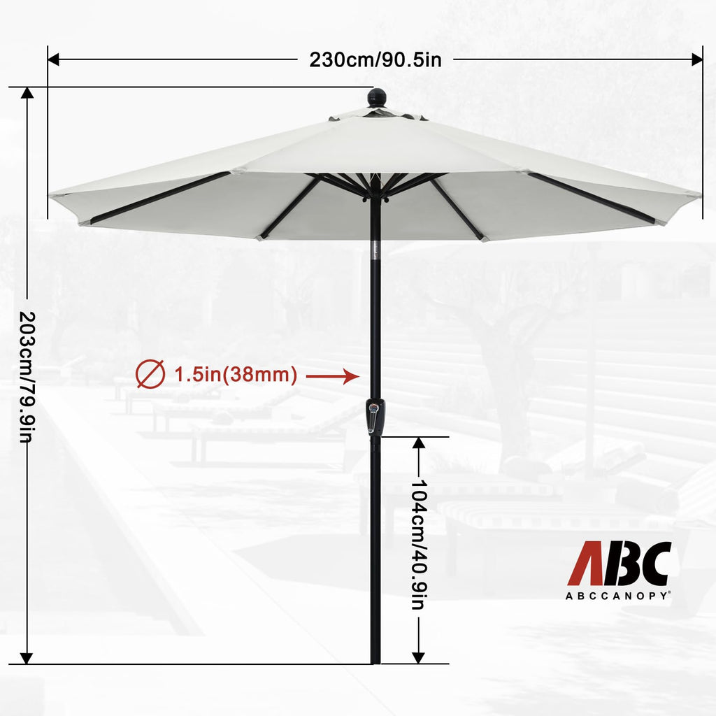 ABCCANOPY 2.3M Patio Market Umbrella | Tilt Aluminum Frame, 8 Ribs